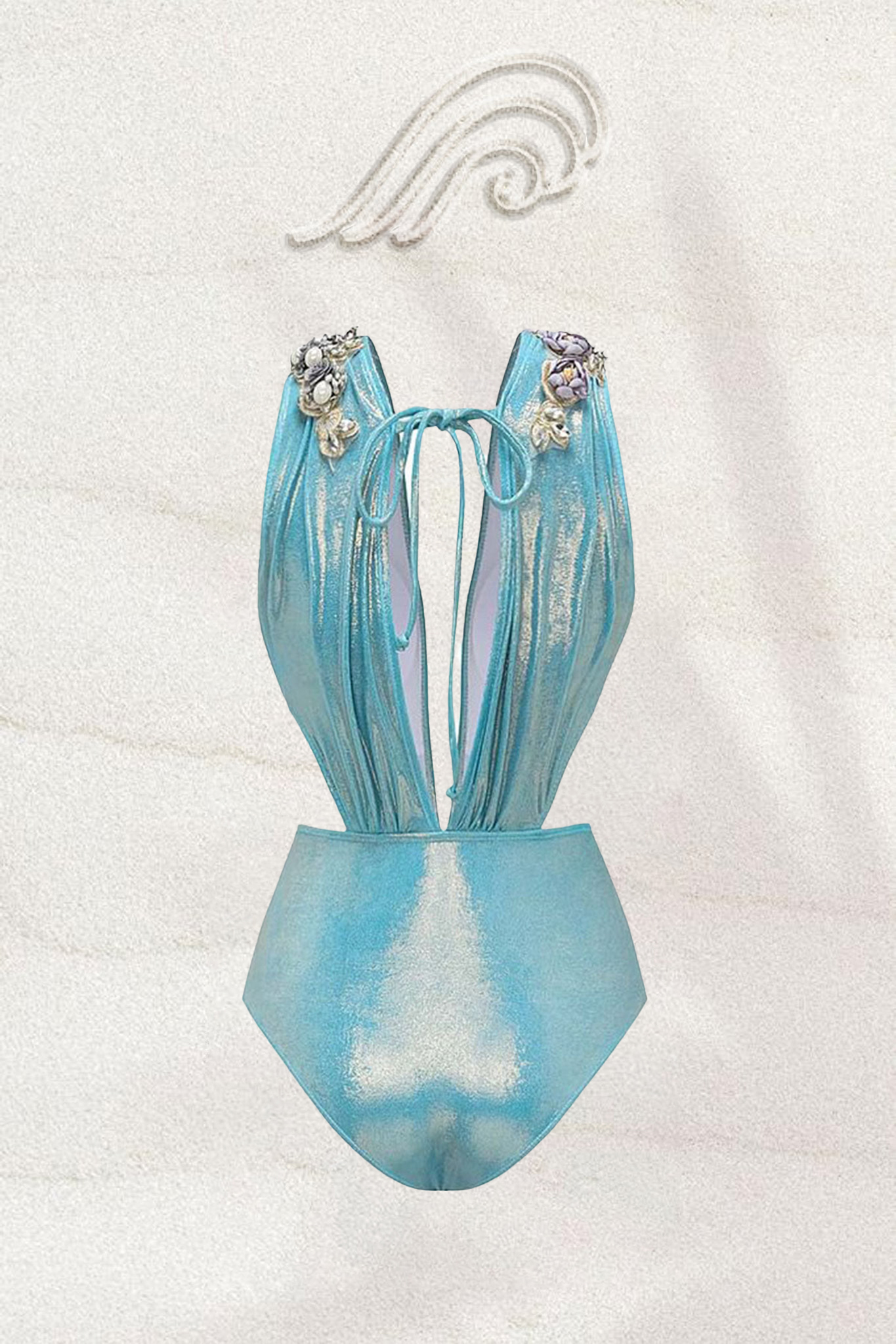 Nina Flower Applique V-neck Two-pieces Swim Set