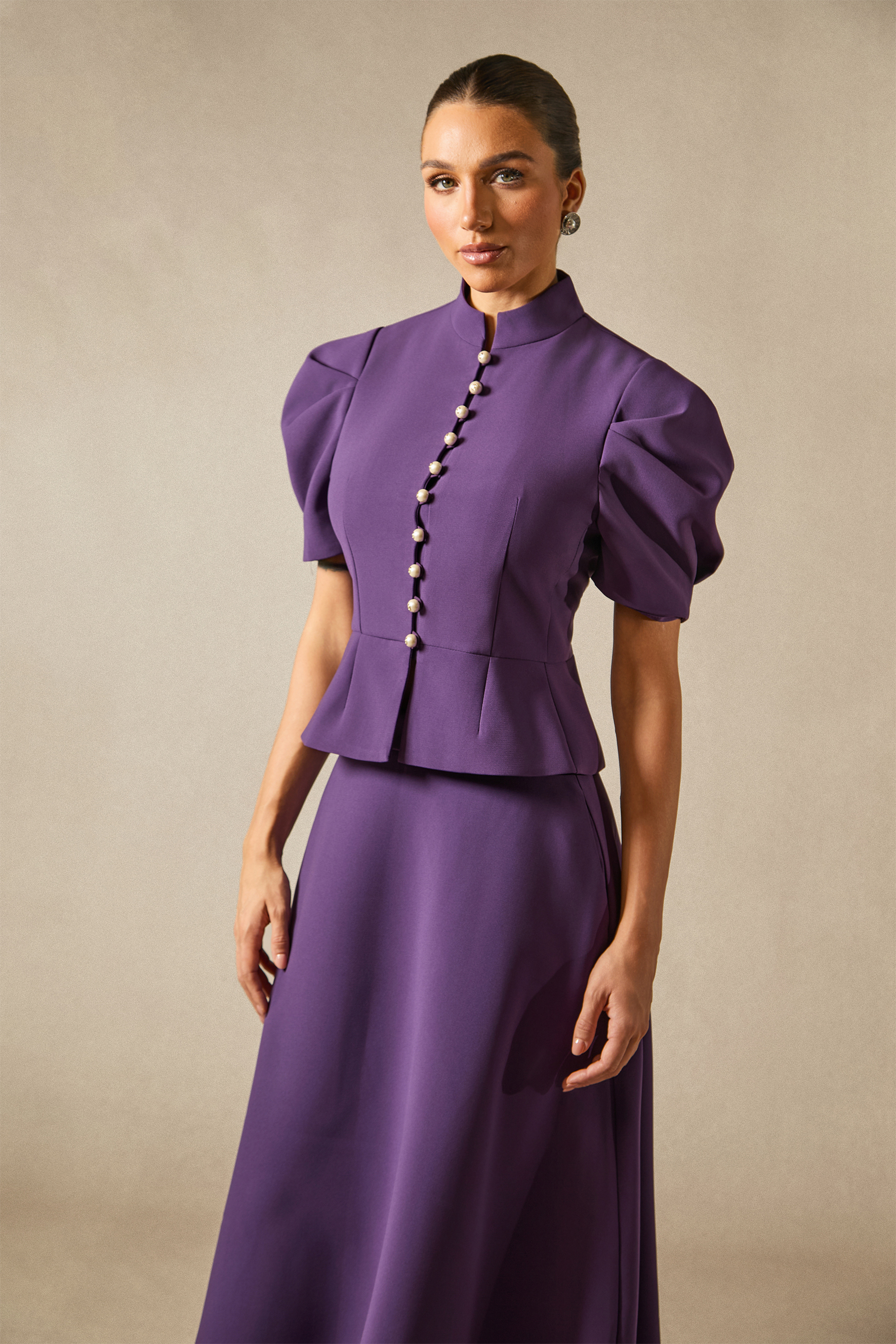 Rosie Mock Neck Puff Sleeve Top & Maxi Skirt Set