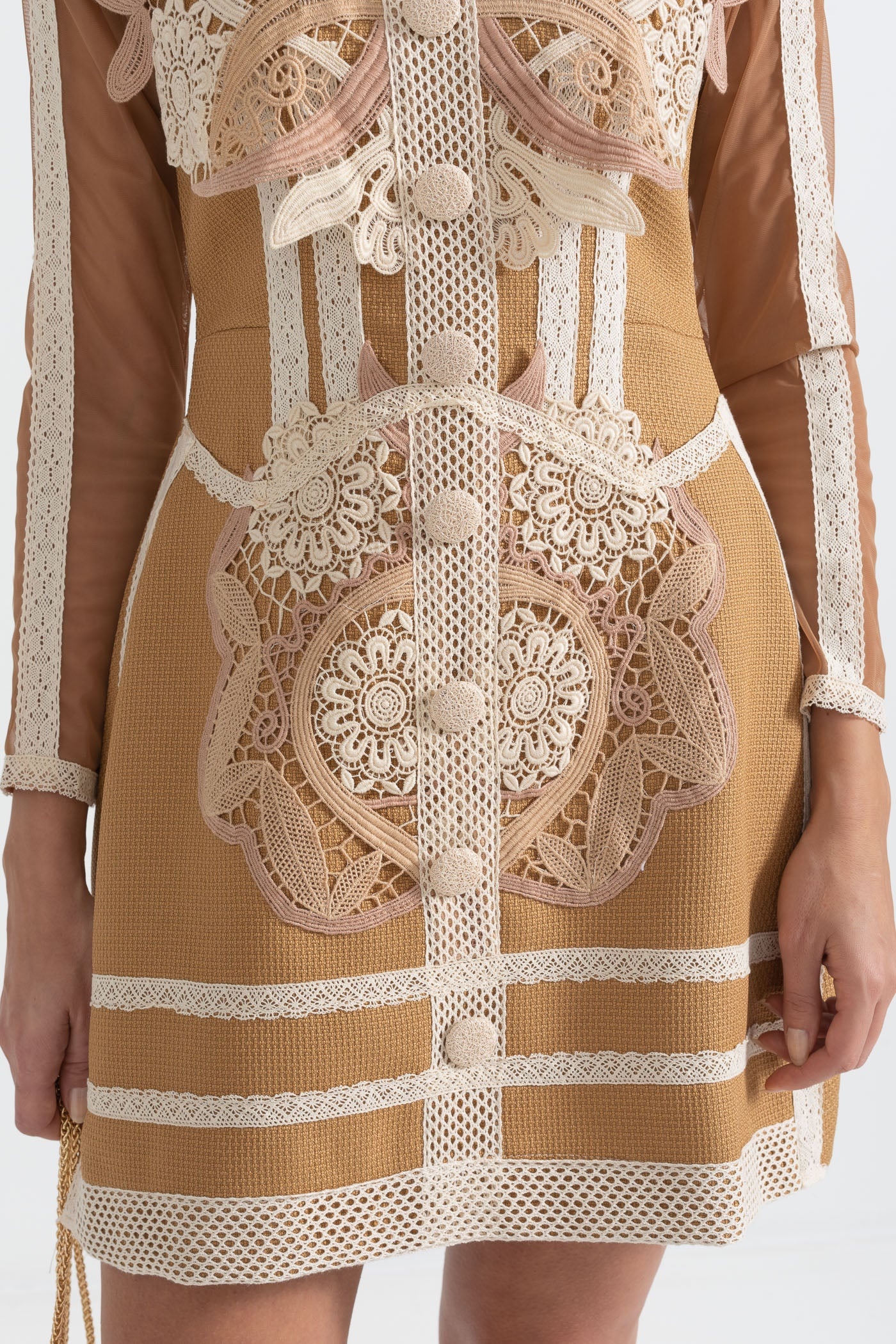 Virginia Embroidery Lace Long Sleeve Mini Dress