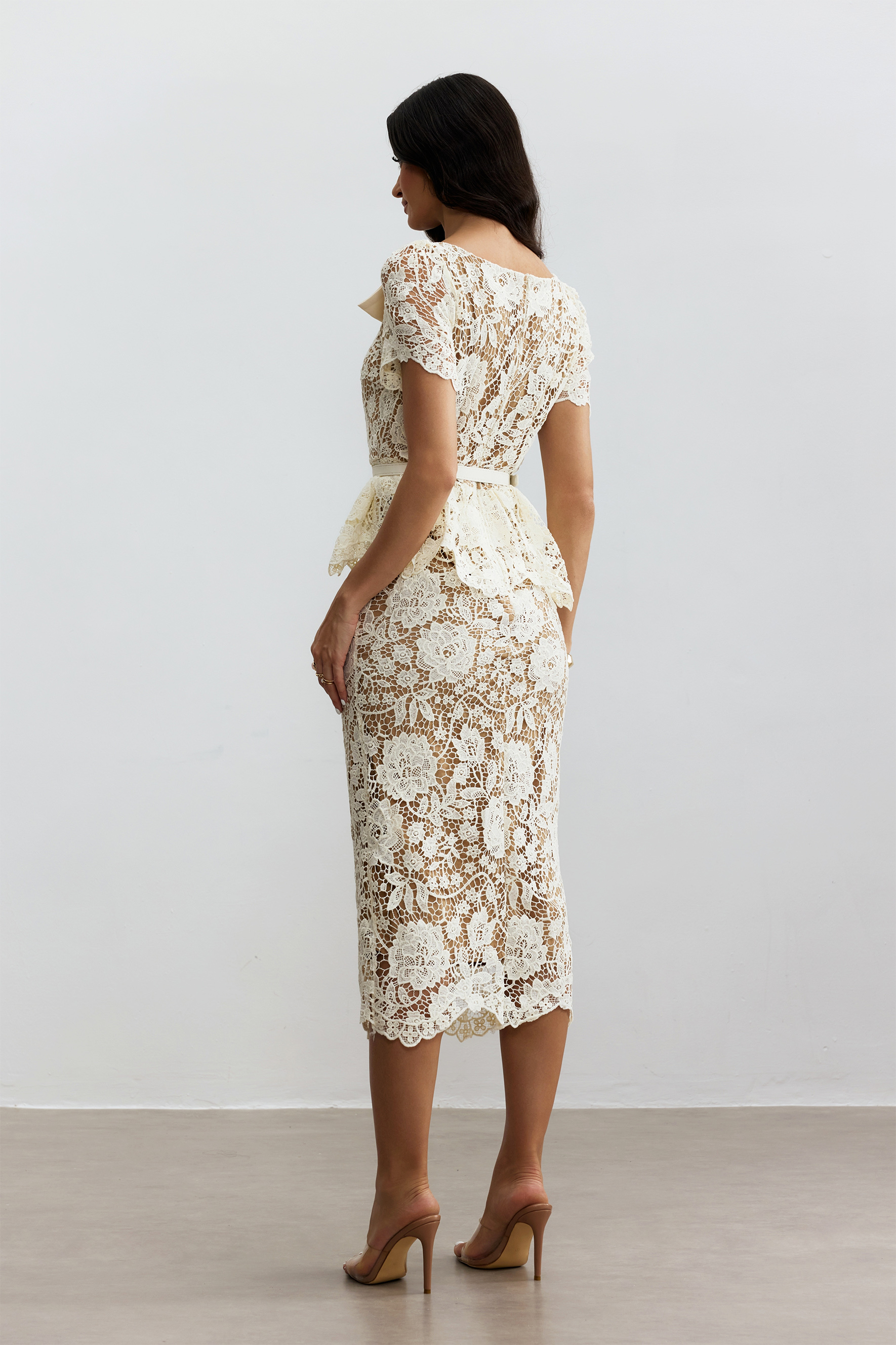 Larina Floral Lace V-neck Midi Dress