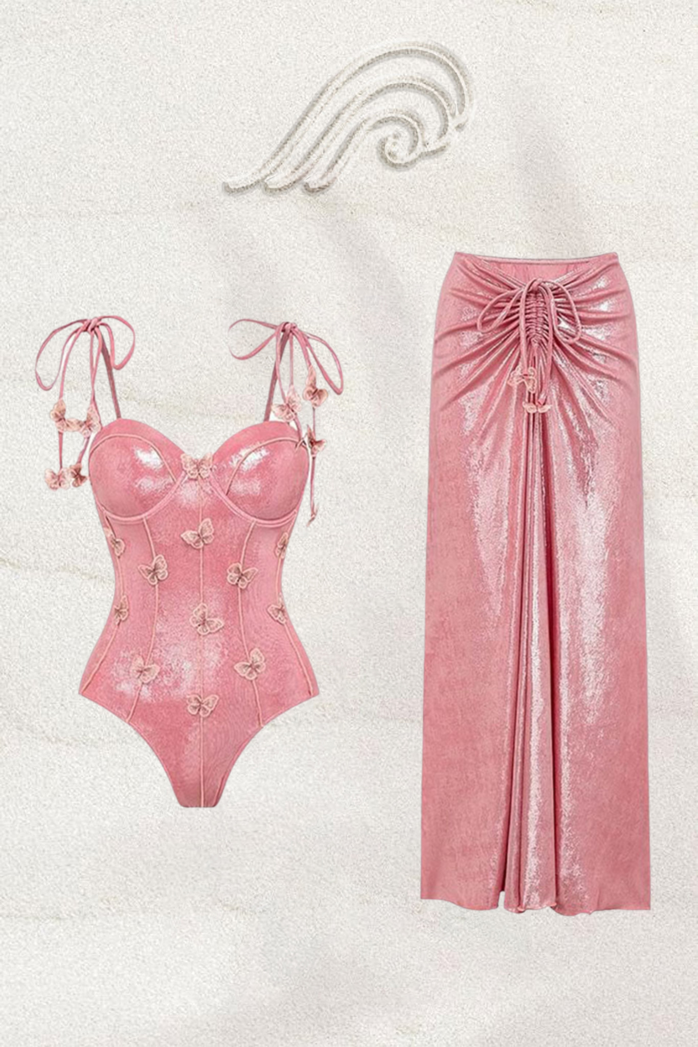 Salome Butterfly Applique Two-pieces Swim Set